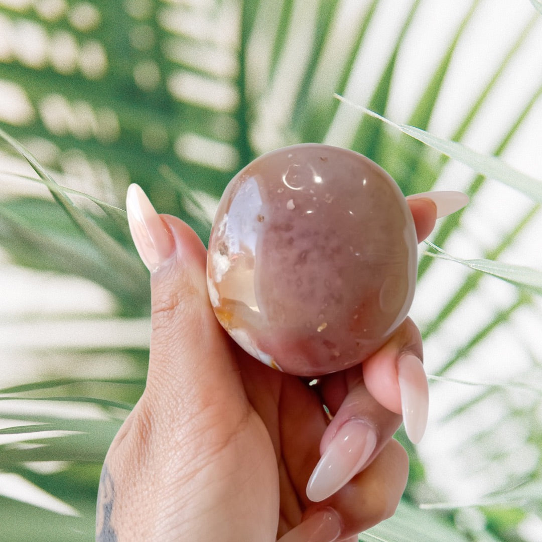 Flower Agate Palm Stones