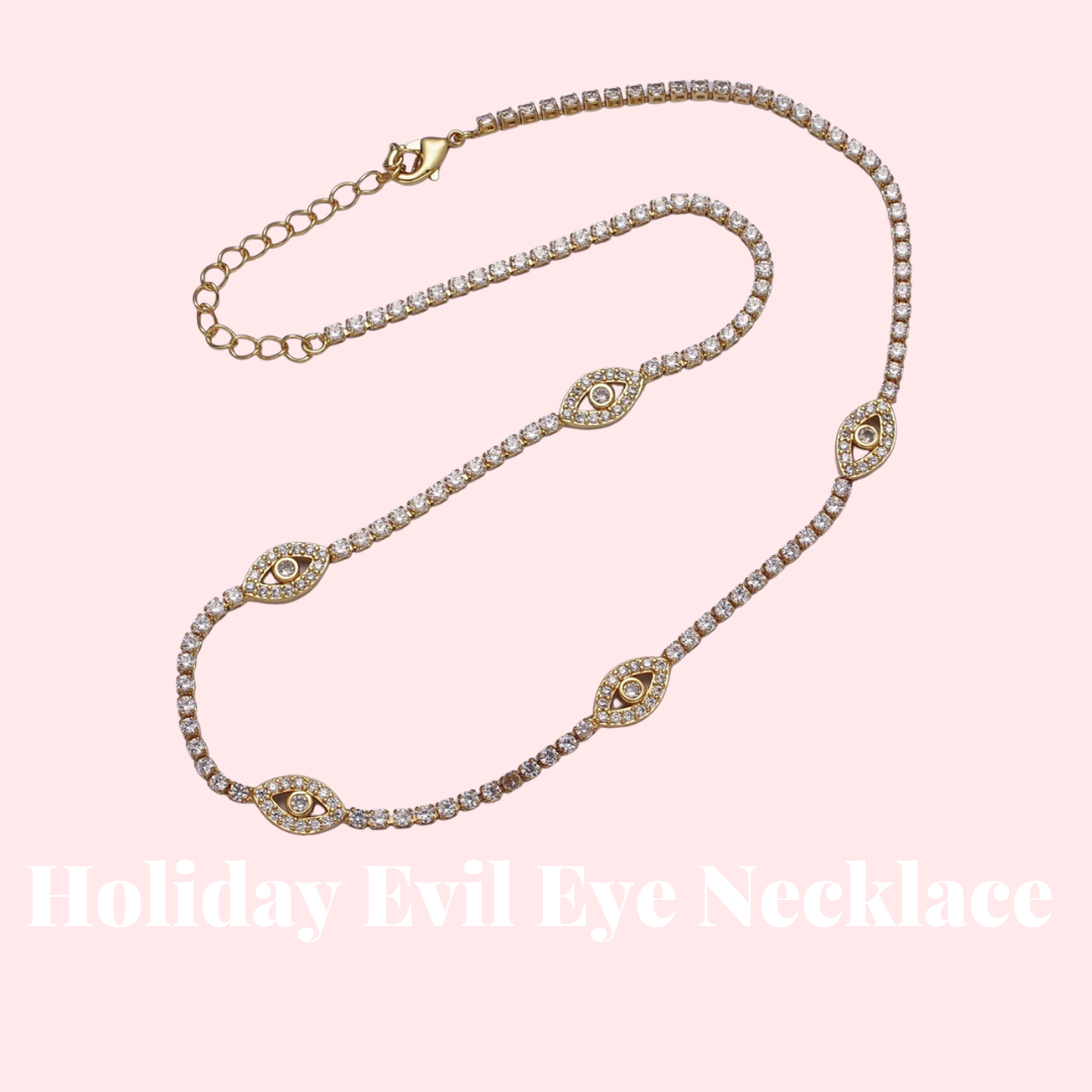 Holiday Evil Eye Chocker Tennis Necklace