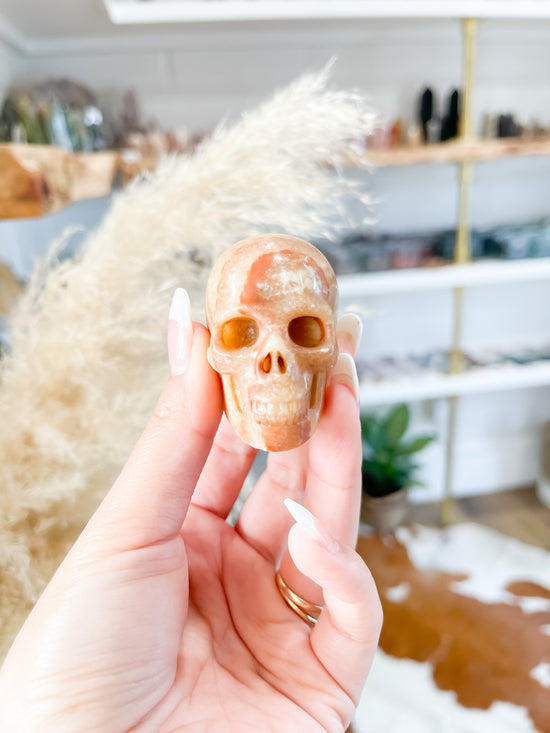 55 Orange Calcite Skull