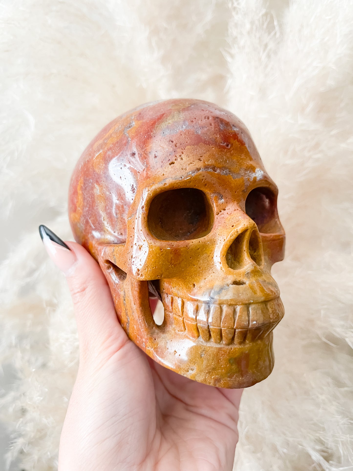 Yellow Ocean Agate Skull