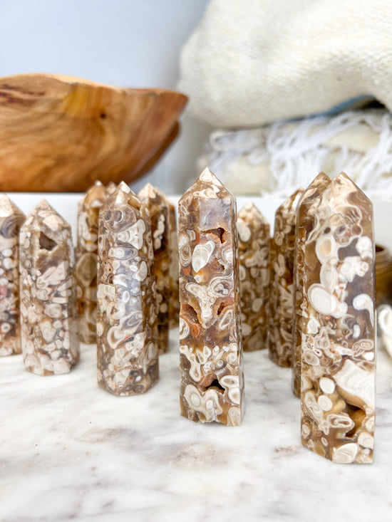 Amber Flower Agate Towers