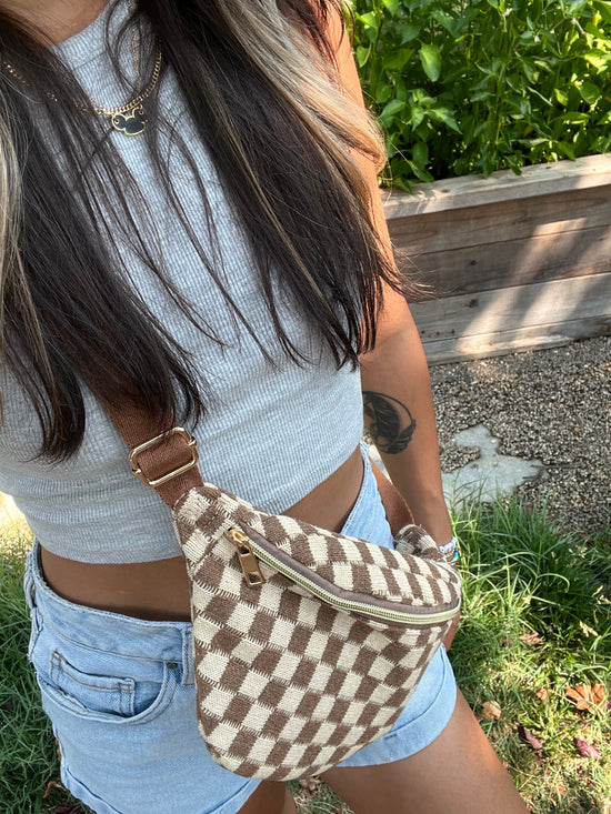 PREORDER BLACK & BROWN- Lala Checkered Fanny Packs