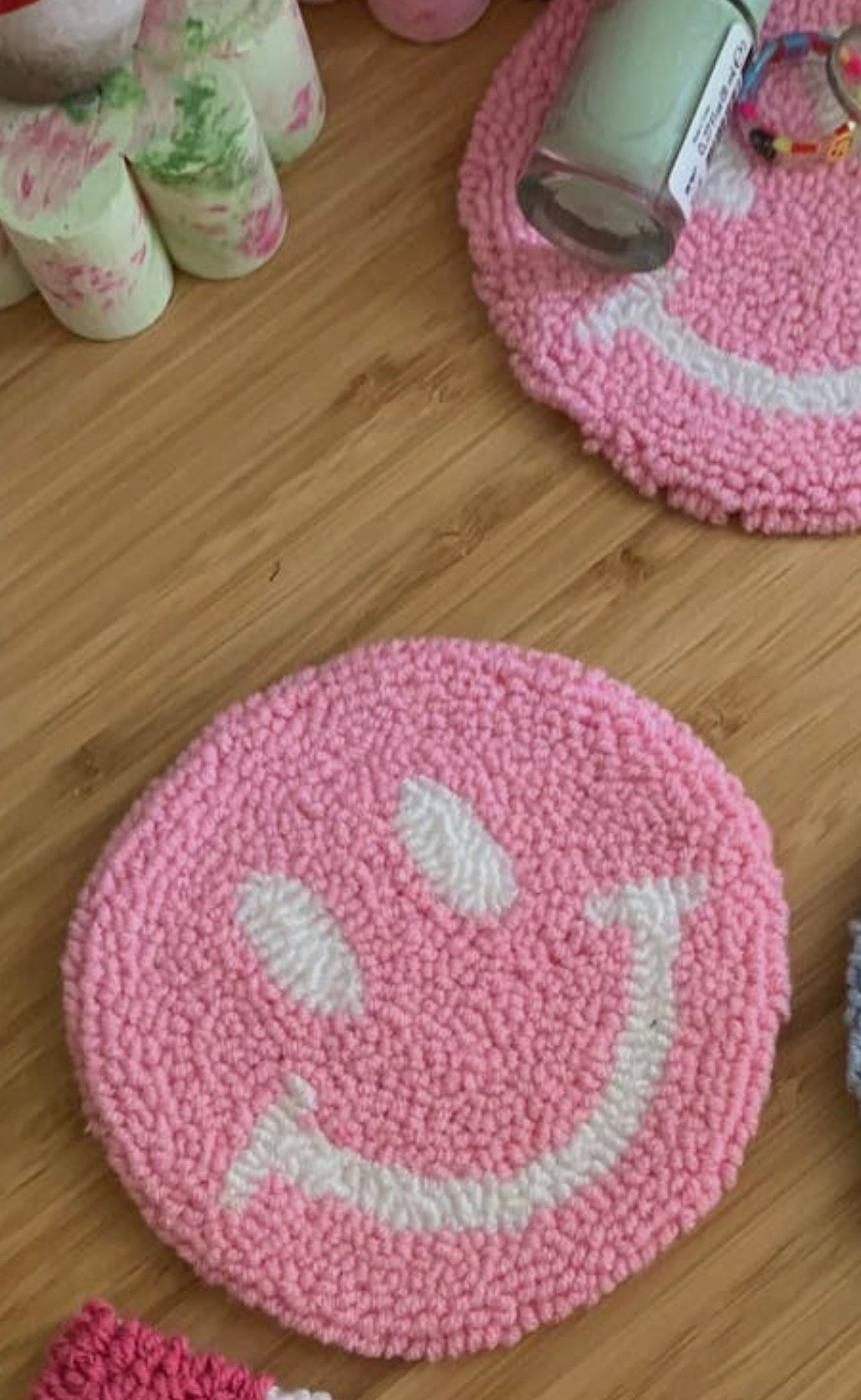 Pink Smile face coaster