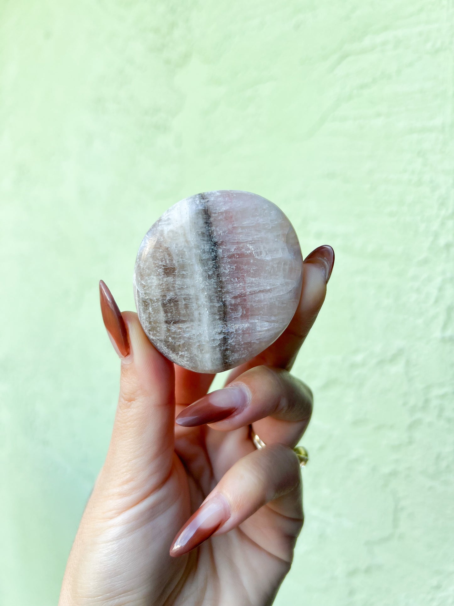 20 Watermelon Calcite Palm Stone