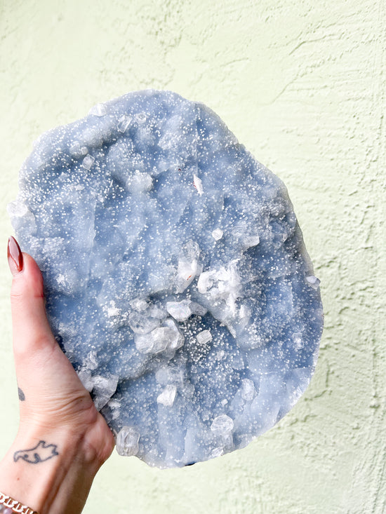 Load image into Gallery viewer, Blue Chalcedony with Apophyllite Large Cluster
