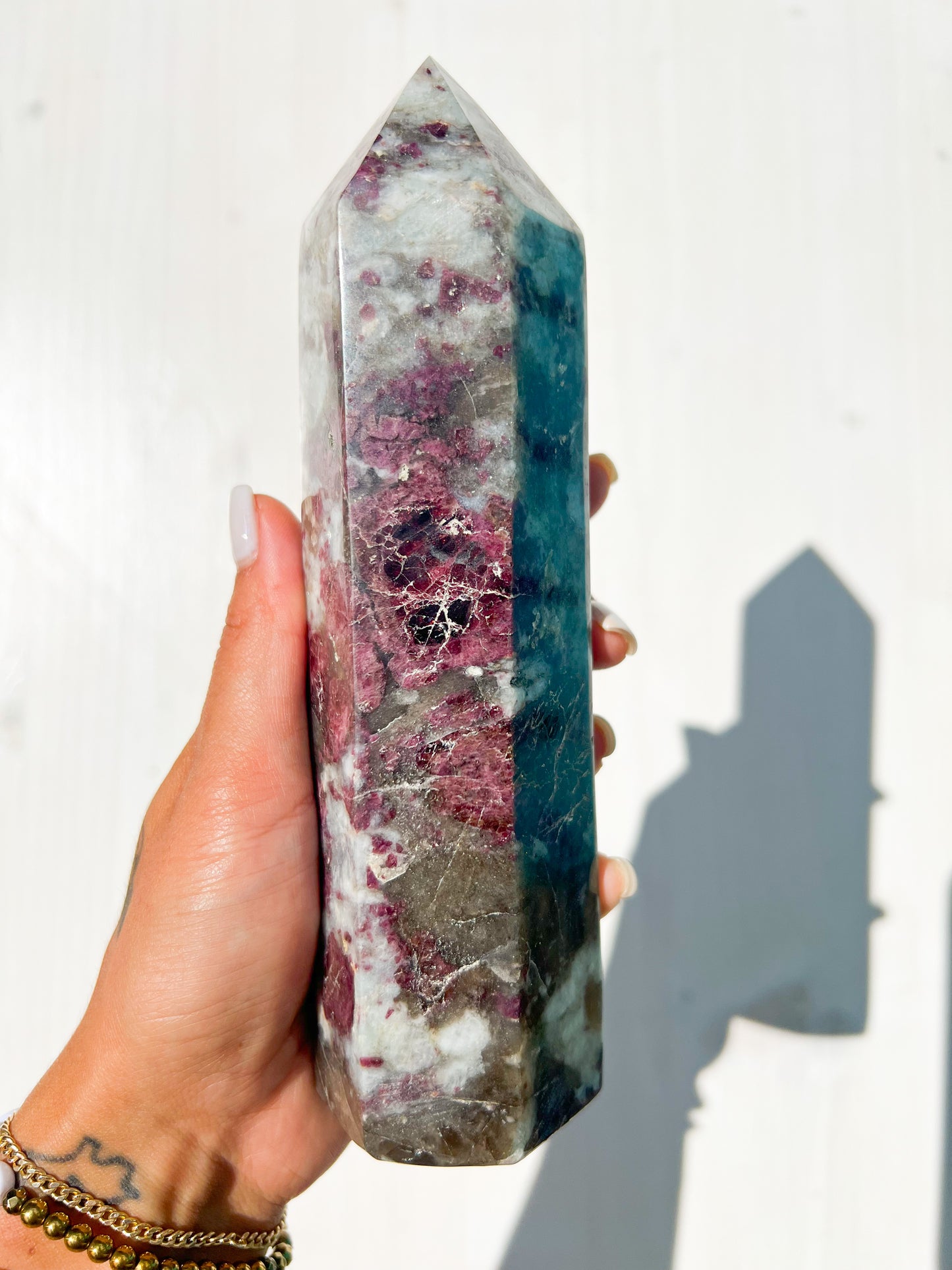 95 Pink Tourmaline, Smokey Quartz, Aquamarine Tower