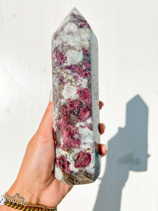 95 Pink Tourmaline, Smokey Quartz, Aquamarine Tower