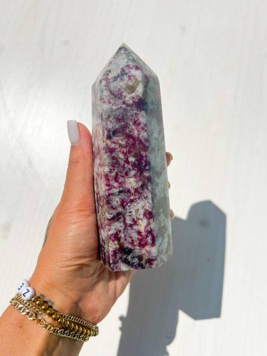 60 Pink Tourmaline, Smokey Quartz, Aquamarine Tower
