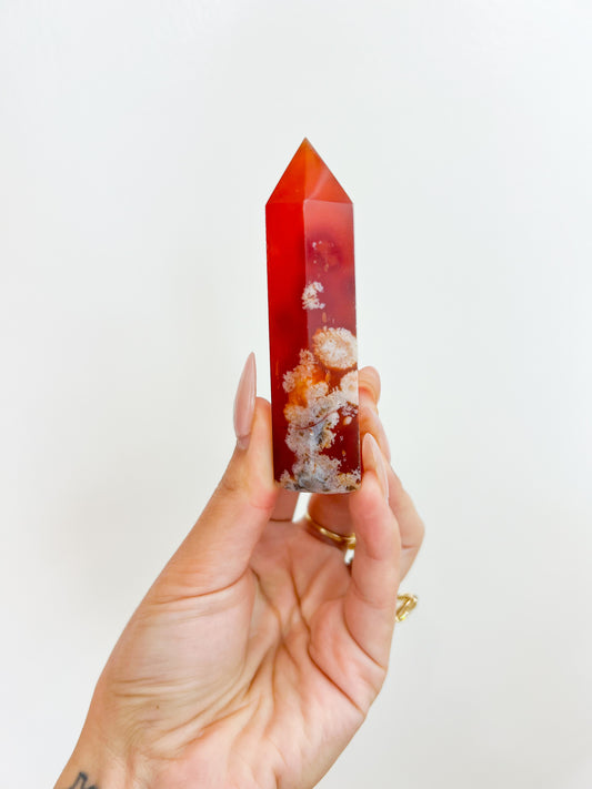 27 Carnelian Flower Agate Tower
