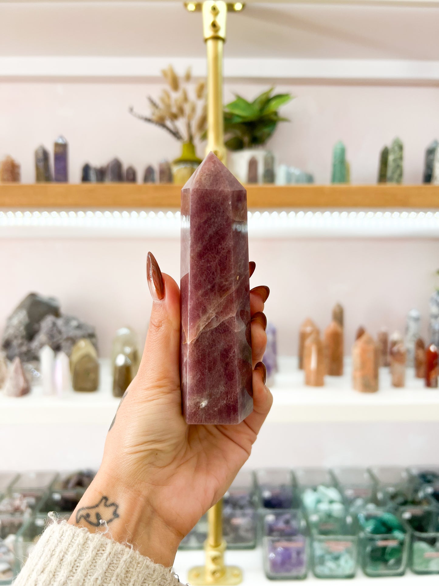 65 Purple Rose Quartz Tower