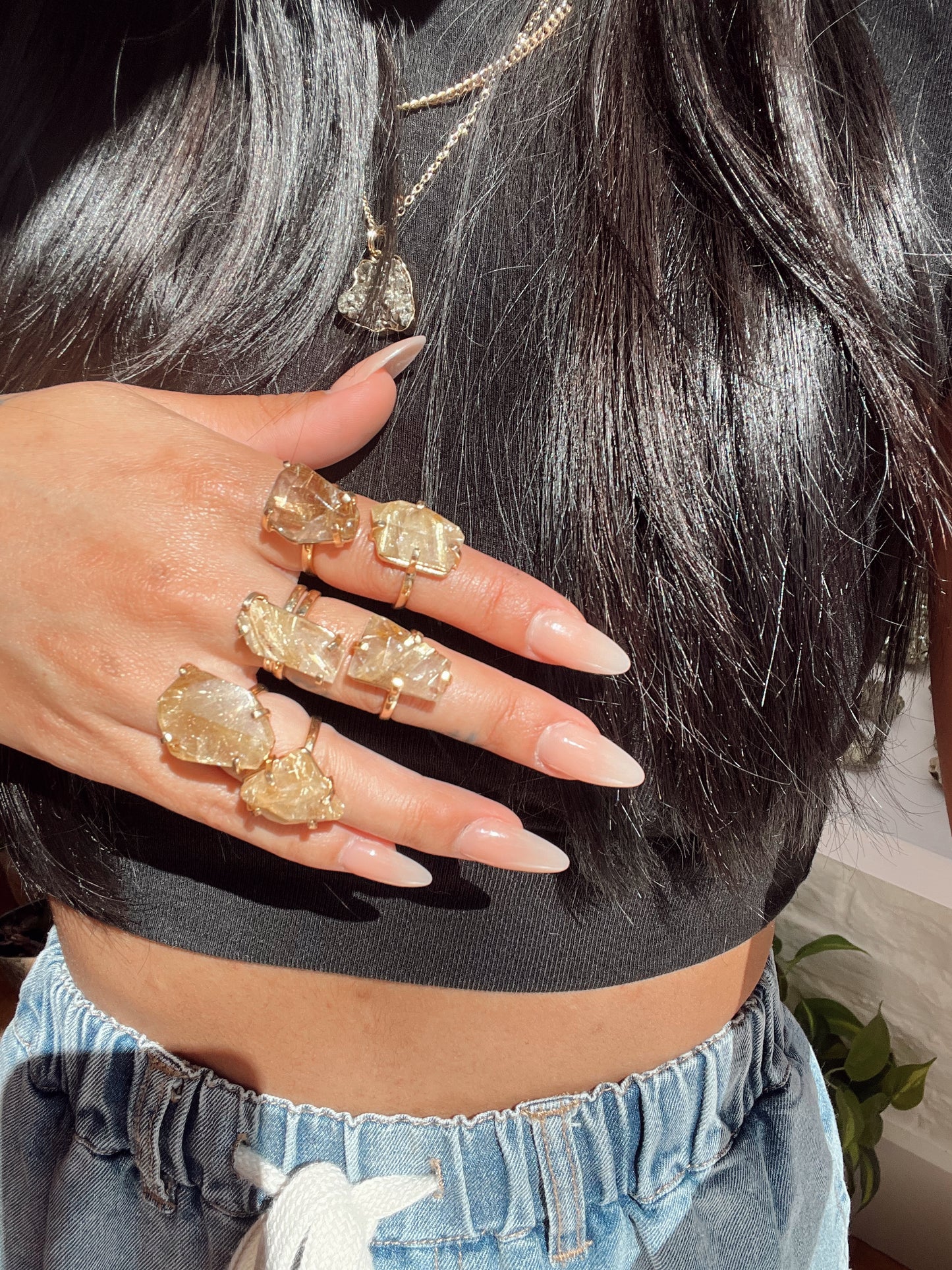 Life is Golden Rutilated Quartz rings