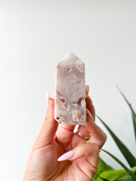 18 Pink Amethyst Flower Agate Tower