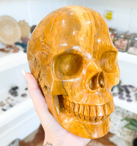 Yellow Agate Large Skull