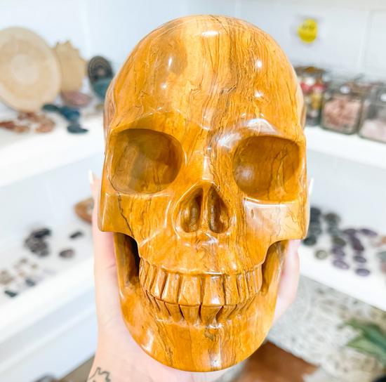 Yellow Agate Large Skull