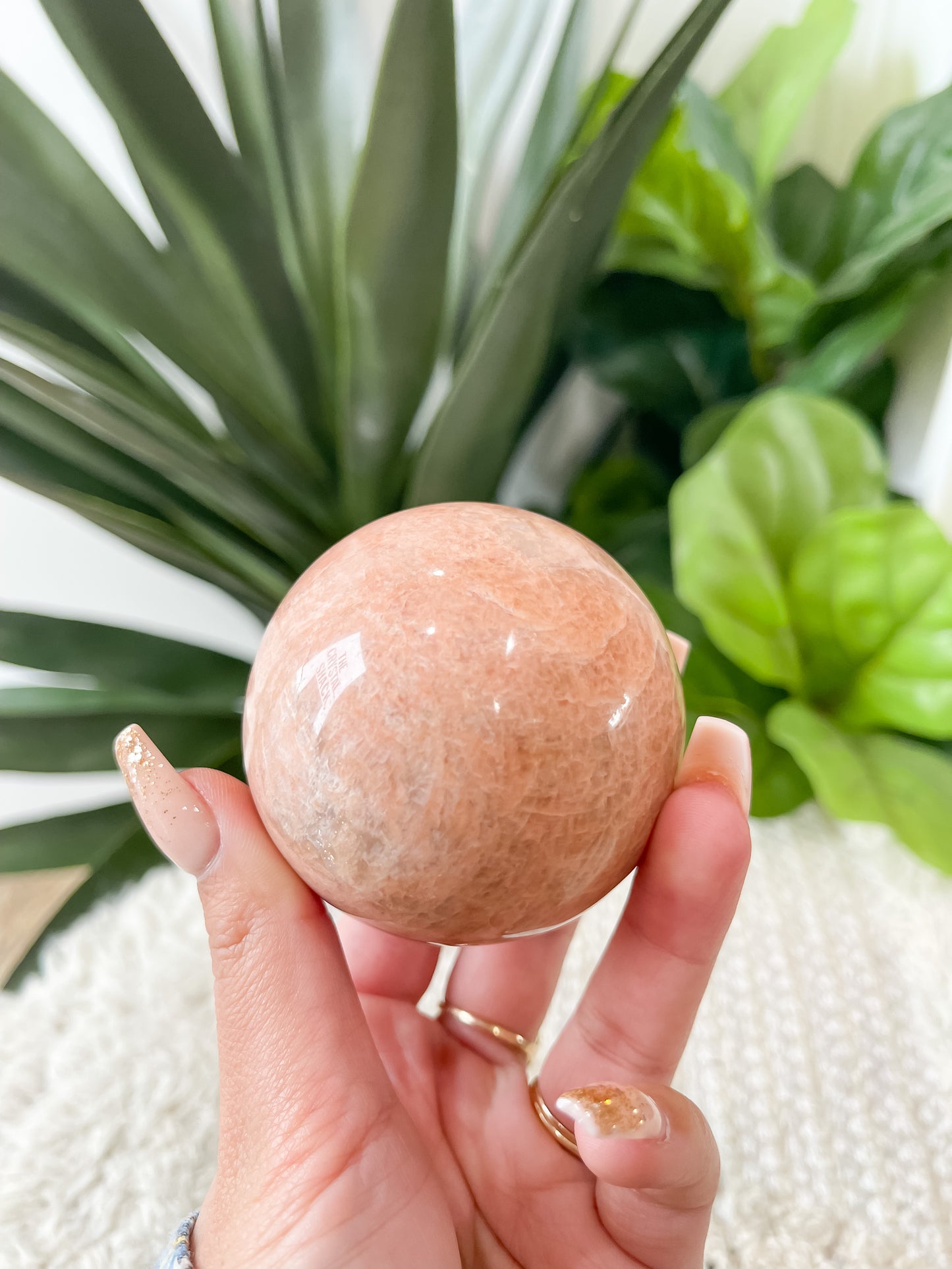 Peach moonstone sphere