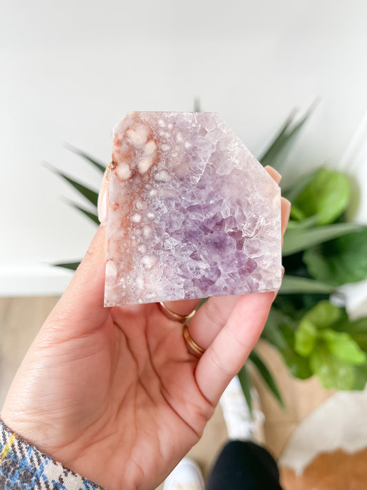 41 pink amethyst flower agate free form