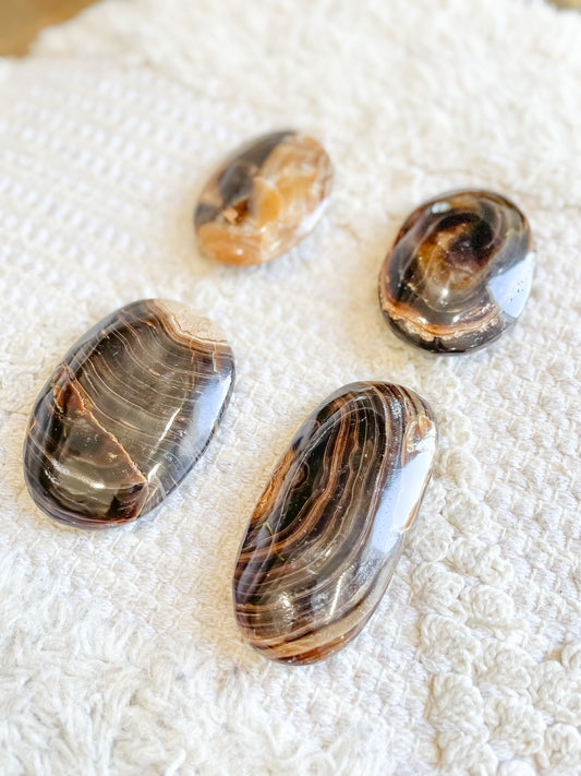 Chocolate Calcite Palm Stone
