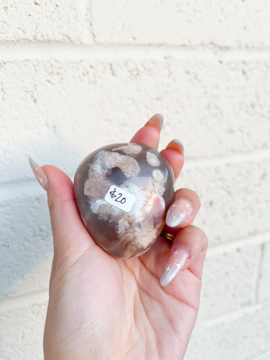 20 Black Flower Agate Palm Stone