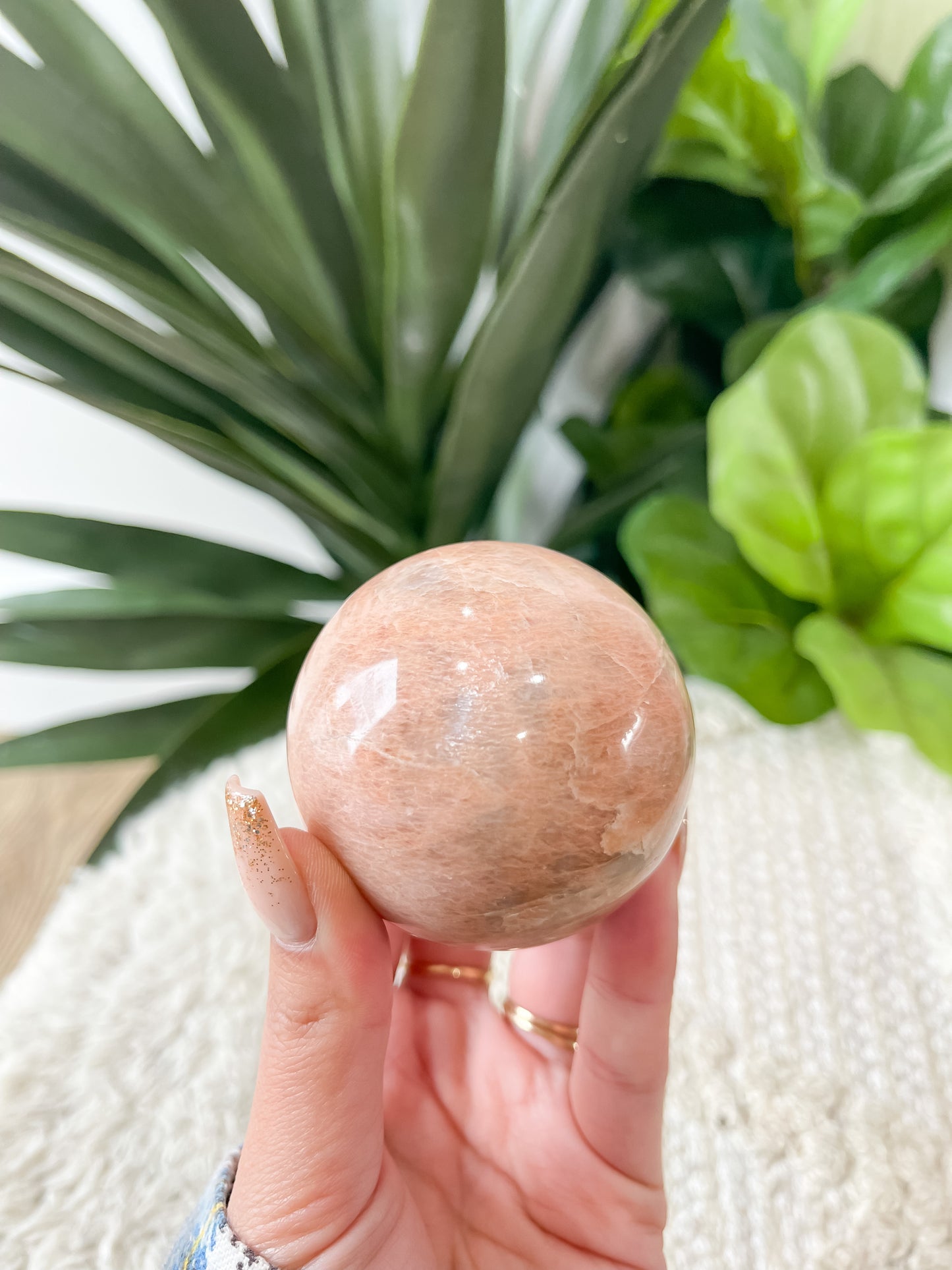 Peach moonstone sphere