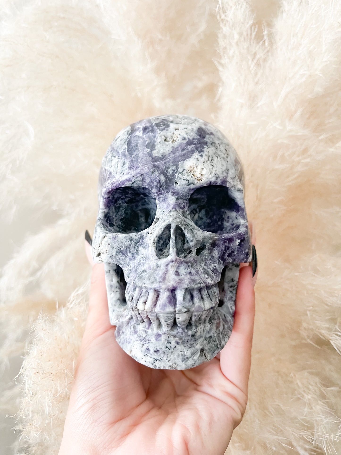 Purple and White Jade Skull