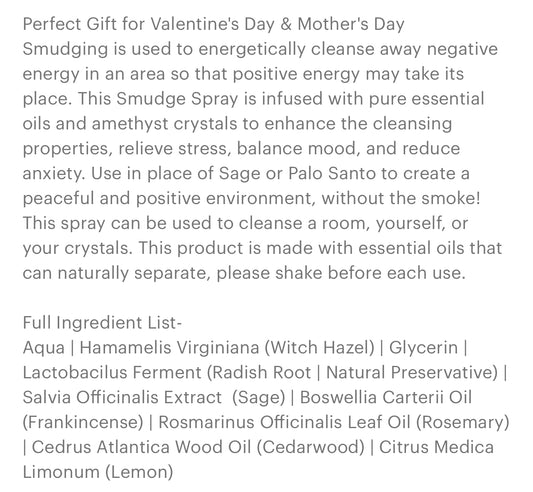 Amethyst infused smudge spray